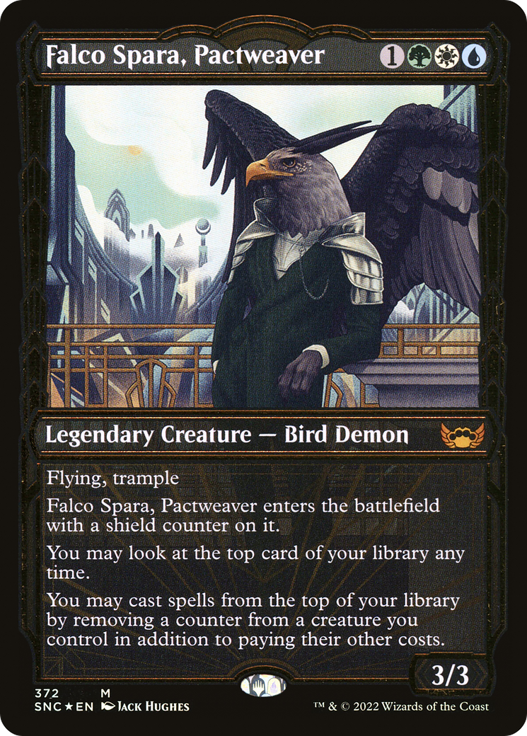 Image of Falco Spara, Pactweaver (Showcase Golden Age Gilded Foil) [Streets of New Capenna]