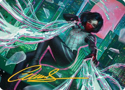 Image of Silk, Web Weaver Art Card (29/54) (Gold-Stamped Signature) [Marvel's Spider-Man Art Series]