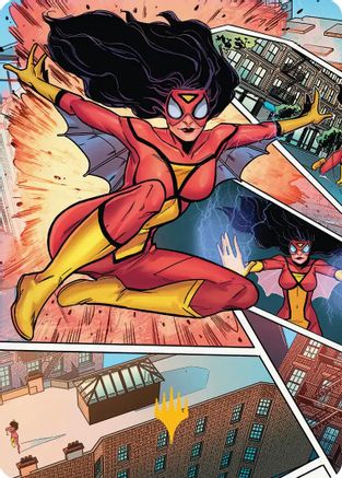 Image of Spider-Woman, Stunning Savior Art Card (Gold-Stamped Planeswalker Symbol) [Marvel's Spider-Man Art Series]