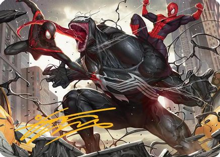 Image of Terrific Team-Up Art Card (Gold-Stamped Signature) [Marvel's Spider-Man Art Series]