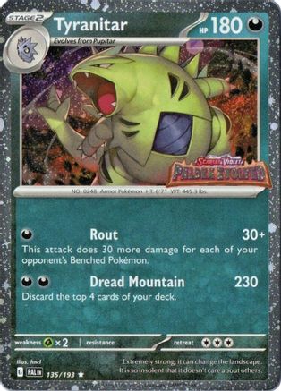 Image of Tyranitar (135/193) (Paldea Evolved Stamp) [Miscellaneous Cards]