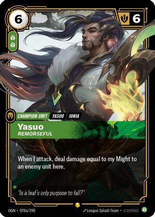 Image of Yasuo - Remorseful (Alternate Art) (076a/298) - Origins Foil
