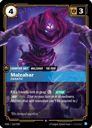 Image of Malzahar - Fanatic (113/298) - Origins Foil