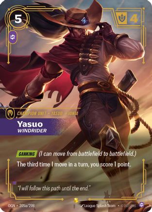 Image of Yasuo - Windrider (Alternate Art) (205a/298) - Origins Foil