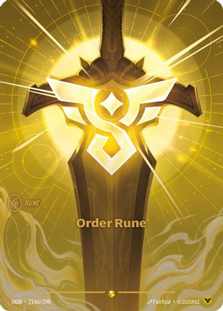 Image of Order Rune (Alternate Art) (214a/298) - Origins Foil