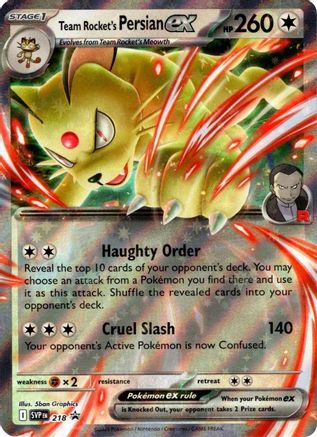 Image of Team Rocket's Persian ex 218/182  - Holofoil SV10 Destined Rivals - Promo