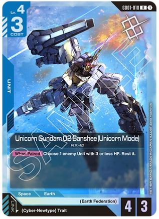 Image of Unicorn Gundam 02 Banshee (Unicorn Mode) (Judge Pack 01) (GD01-010) - Gundam Promotional Cards Holofoil