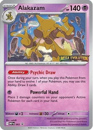 Image of Alakazam 003  - Holofoil ME Mega Evolution Promo - Promo