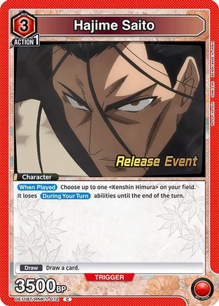 Image of Hajime Saito (072) (UE11BT/RNK-1-072) - UE11BT Rurouni Kenshin Release Event Cards