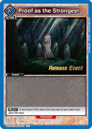 Image of Proof as the Strongest (UE11BT/RNK-1-031) - UE11BT Rurouni Kenshin Release Event Cards
