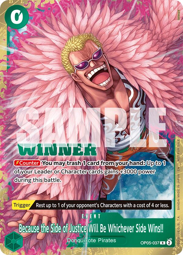 Image of Because the Side of Justice Will Be Whichever Side Wins!! (Winner Pack 2025 Vol. 4) [One Piece Promotion Cards]