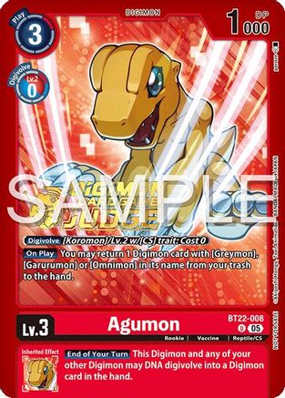 Image of Agumon [BT22-008] (Judge Pack 2025 Wave 2) [Cyber Eden]