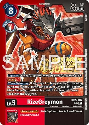 Image of RizeGreymon [BT22-012] (Judge Pack 2025 Wave 2) [Cyber Eden]
