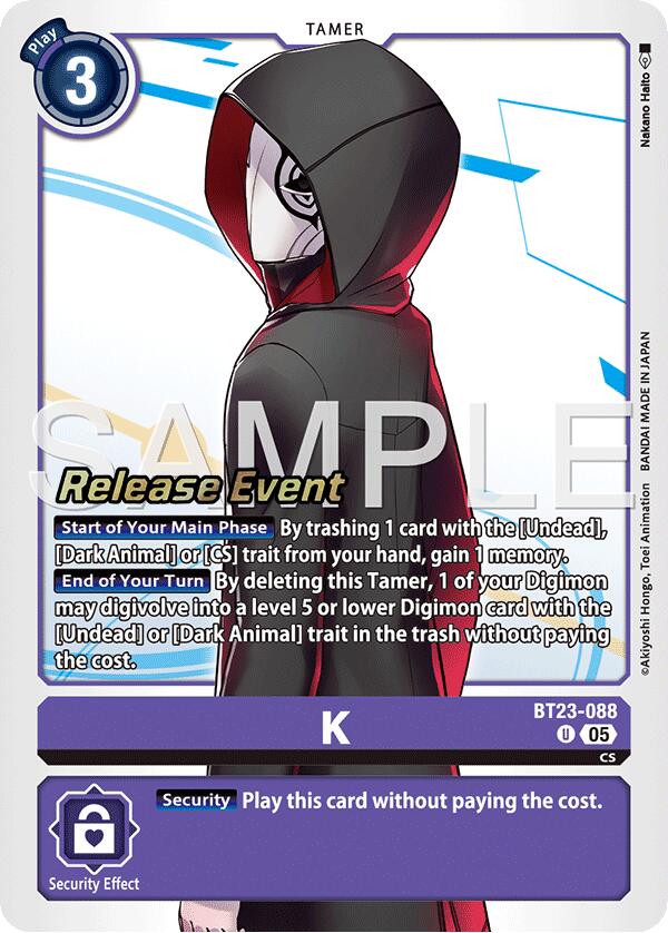 Image of K [BT23-088] [Hackers' Slumber Release Event Cards]