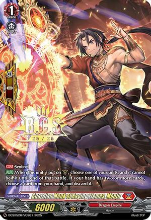 Image of Guardian Monk of Raging Flames, Monju (BCS2526/VGS01) [Bushiroad Event Cards]