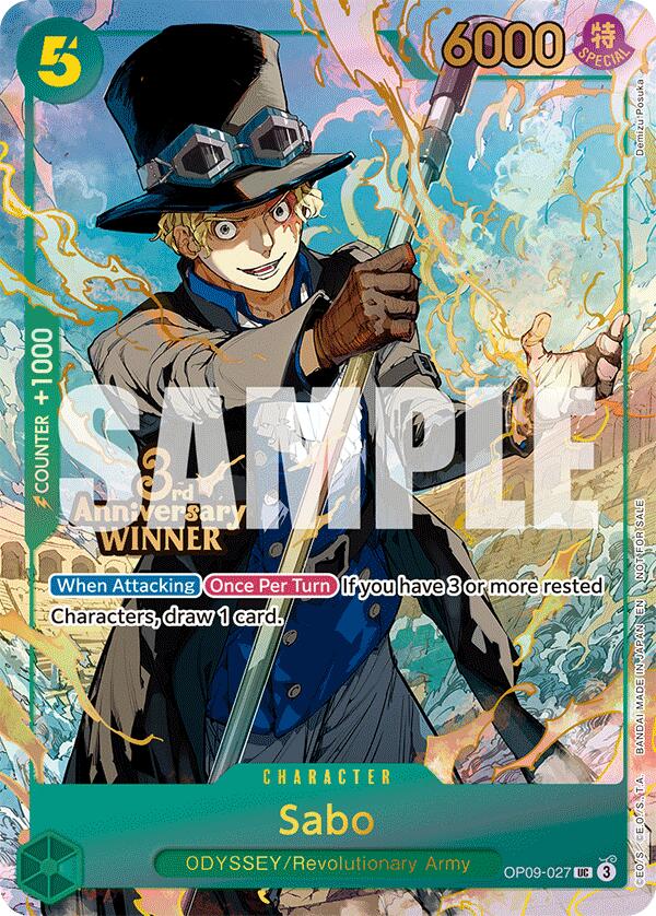Image of Sabo (OP09-027) (3rd Anniversary Winner) [One Piece Promotion Cards]