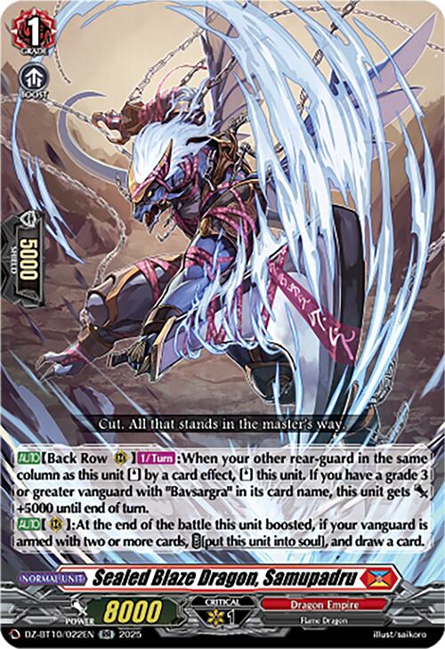 Image of Sealed Blaze Dragon, Samupadru (DZ-BT10/022EN) [Dragonsoul Resonance]