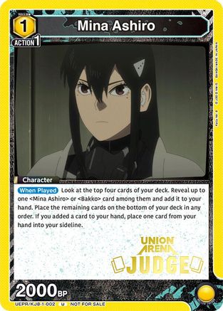 Image of Mina Ashiro (002) (Judge Pack) (UEPR/KJ8-1-002) - Union Arena Promotion Cards Foil