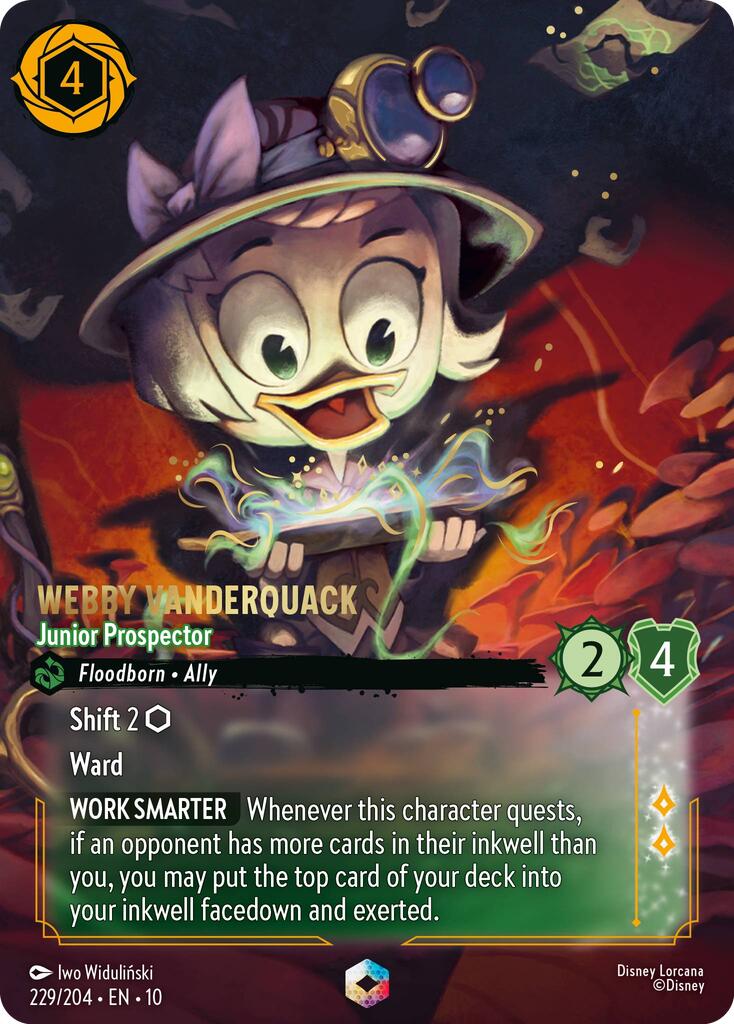 Image of Webby Vanderquack - Junior Prospector (Enchanted) (229/204) [Whispers in the Well]