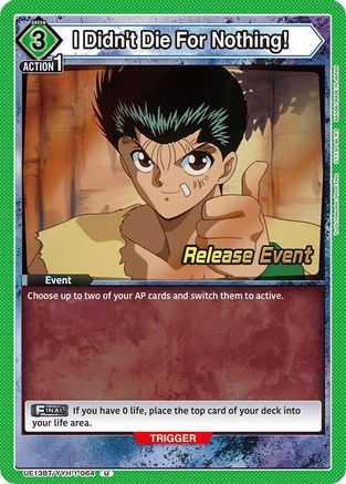 Image of I Didn't Die For Nothing! (UE13BT/YYH-1-064) - UE13BT Yu Yu Hakusho Ghost Files Release Event Cards