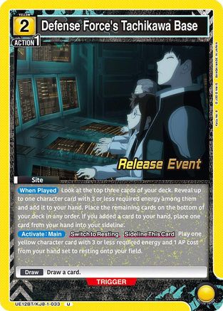 Image of Defense Force's Tachikawa Base (UE12BT/KJ8-1-033) - UE12BT Kaiju No 8 Release Event Cards