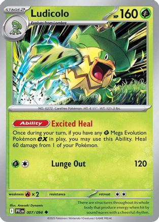 Image of Ludicolo (007/094) [Mega Evolution: Phantasmal Flames]