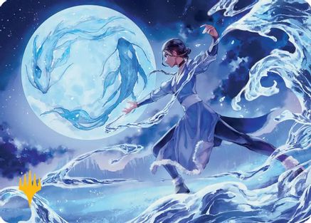 Image of Waterbender Ascension Art Card (Gold-Stamped Planeswalker Symbol) [Avatar: The Last Airbender Art Series]