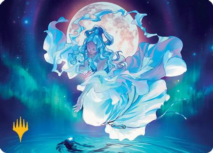 Image of Yue, the Moon Spirit Art Card (Gold-Stamped Planeswalker Symbol) [Avatar: The Last Airbender Art Series]