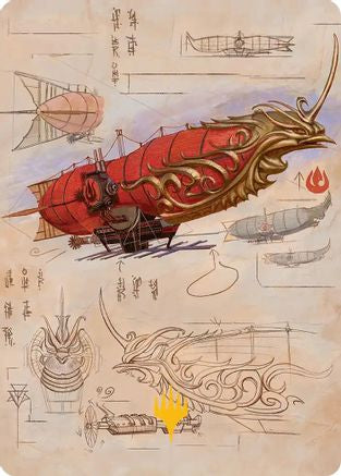 Image of Phoenix Fleet Airship Art Card (Gold-Stamped Planeswalker Symbol) [Avatar: The Last Airbender Art Series]