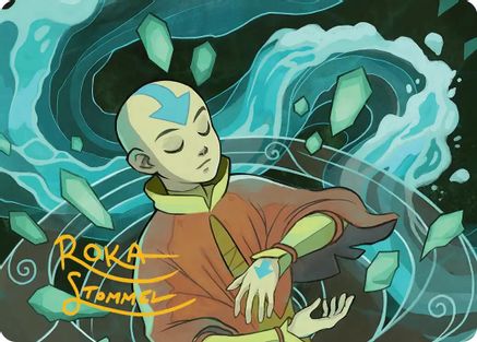Image of Aang, at the Crossroads Art Card (Gold-Stamped Signature) [Avatar: The Last Airbender Art Series]