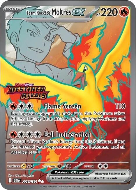 Image of Team Rocket's Moltres ex (208/182) (Destined Rivals Stamp) [Miscellaneous Cards]