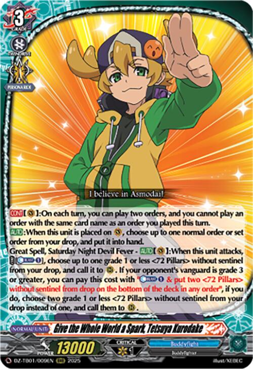Image of Give the Whole World a Spark, Tetsuya Kurodake (DZ-TB01/009EN) (DZ-TB01/009EN) [Future Card Buddyfight]