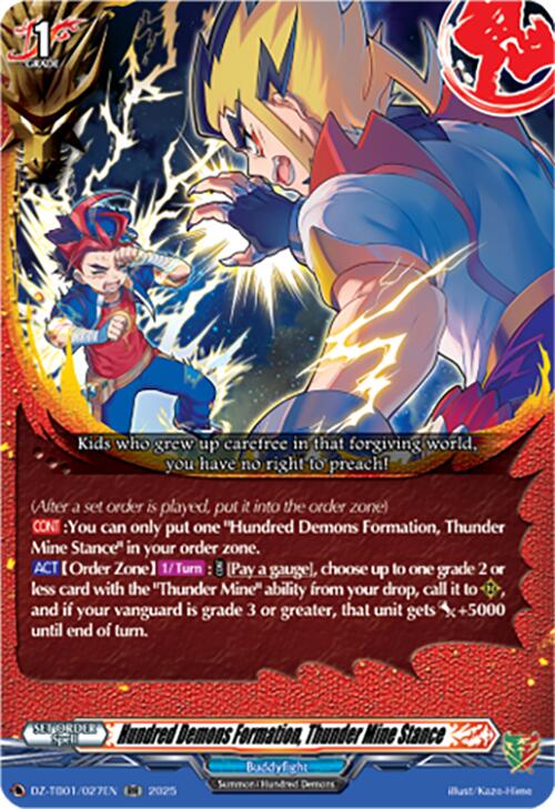 Image of Hundred Demons Formation, Thunder Mine Stance (DZ-TB01/027EN) (DZ-TB01/027EN) [Future Card Buddyfight]
