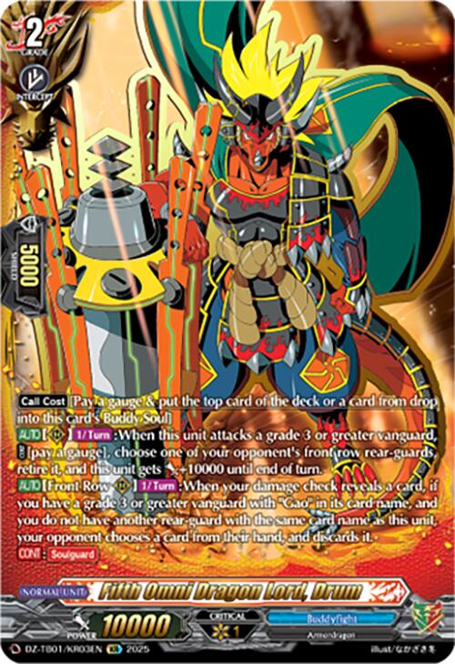 Image of Fifth Omni Dragon Lord, Drum (DZ-TB01/KR03EN) (DZ-TB01/KR03EN) [Future Card Buddyfight]