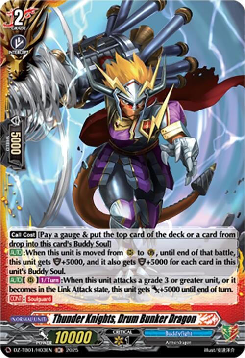 Image of Thunder Knights, Drum Bunker Dragon (DZ-TB01/H03EN) (DZ-TB01/H03EN) [Future Card Buddyfight]
