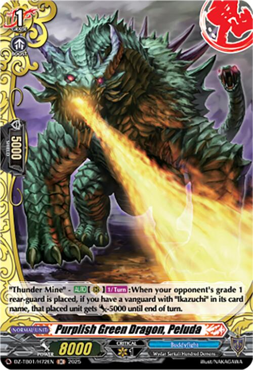 Image of Purplish Green Dragon, Peluda (DZ-TB01/H72EN) (DZ-TB01/H72EN) [Future Card Buddyfight]