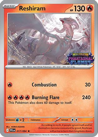 Image of Reshiram (017/094) (Phantasmal Flames Stamped) [Mega Evolution: Phantasmal Flames]