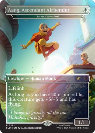 Image of Aang, Ascendant Airbender - Serra Ascendant (Rainbow Foil) (SLD-2291) - Secret Lair Drop Series Foil