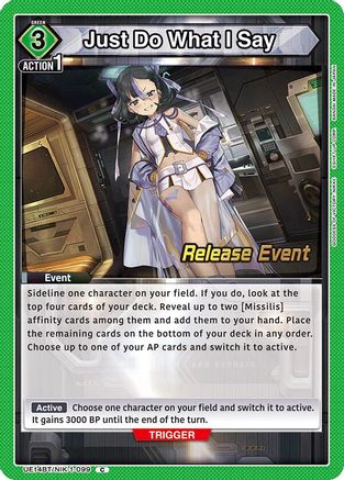 Image of Just Do What I Say (UE14BT/NIK-1-099) - UE14BT GODDESS OF VICTORY NIKKE Release Event Cards