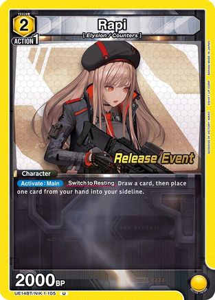 Image of Rapi (105) (UE14BT/NIK-1-105) - UE14BT GODDESS OF VICTORY NIKKE Release Event Cards