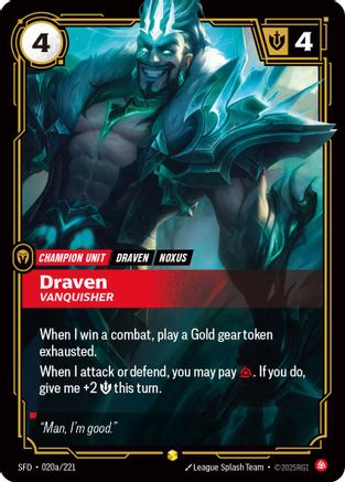 Image of Draven - Vanquisher (Alternate Art) (020a/221) - Spiritforged Foil
