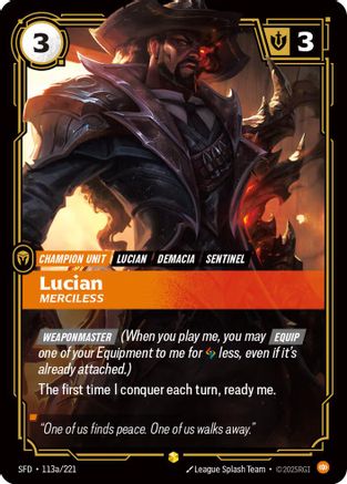 Image of Lucian - Merciless (Alternate Art) (113a/221) - Spiritforged Foil