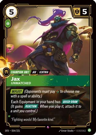 Image of Jax - Unmatched (054/221) - Spiritforged Foil