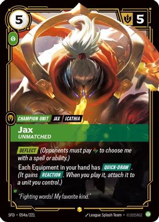 Image of Jax - Unmatched (Alternate Art) (054a/221) - Spiritforged Foil