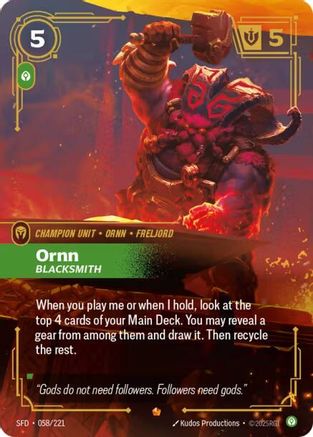 Image of Ornn - Blacksmith (058/221) - Spiritforged Foil