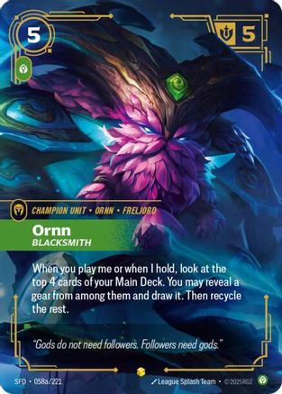 Image of Ornn - Blacksmith (Alternate Art) (058a/221) - Spiritforged Foil