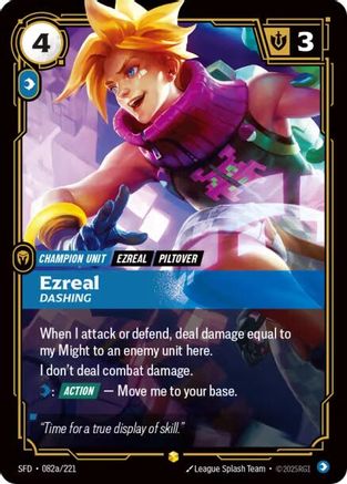 Image of Ezreal - Dashing (Alternate Art) (082a/221) - Spiritforged Foil