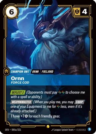 Image of Ornn - Forge God (Alternate Art) (085a/221) - Spiritforged Foil