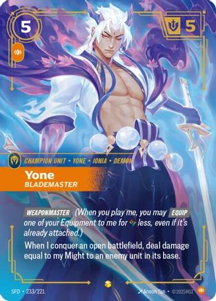 Image of Yone - Blademaster (Overnumbered) (233/221) - Spiritforged Foil