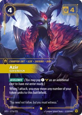 Image of Azir - Sovereign (Alternate Art) (177a/221) - Spiritforged Foil